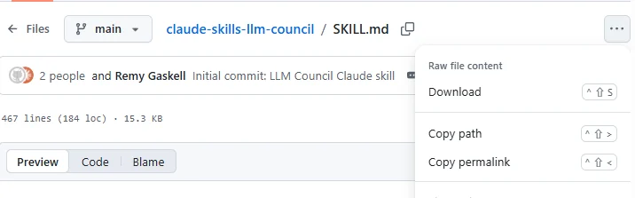 혹은 여기서 SKILL.md 만 받아도 돼요!